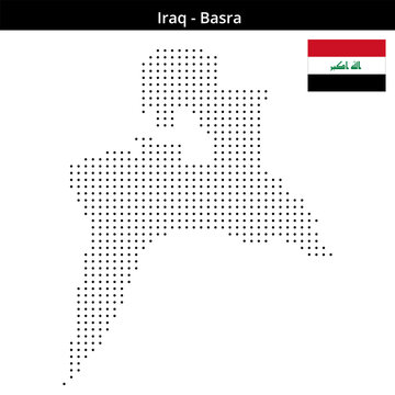 Map of Iraq region Basra in small size dots