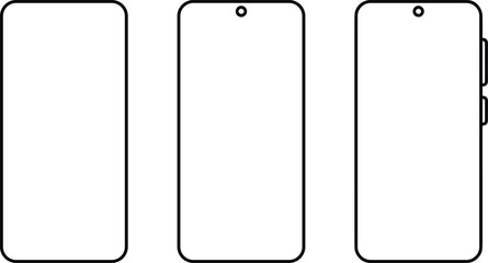Modern Smartphone Front View Outline Icon Set for Mobile Interface Design © VecktorWorld