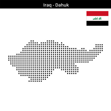 Map of Iraq region Dahuk in medium size square dots