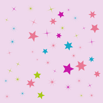 Colorful stars and sparkles scattered on transparent background design