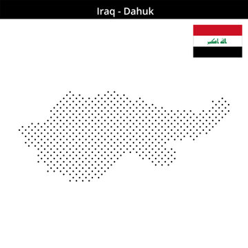 Map of Iraq region Dahuk in small cross shaped dots