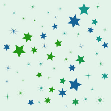 Colorful Stars and Sparkles Scattered on Transparent Background Design