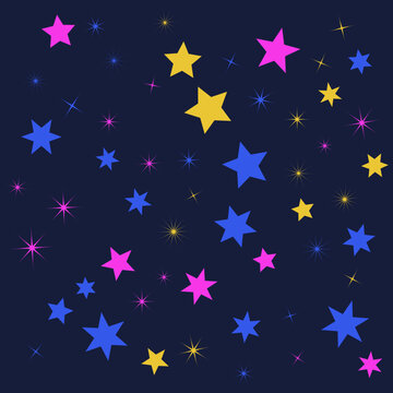 Colorful Stars Scattered Across Deep Space Night Sky Design