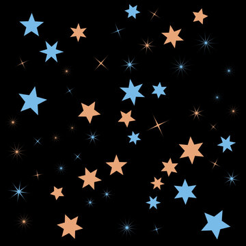 Colorful Stars Scattered Across Transparent Night Sky Background Design