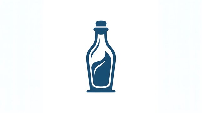 A stylized blue bottle icon containing a liquid or leaf shape, presented as a clean vector graphic on a plain white background, perfect for modern logo design or branding.