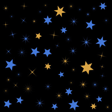 Colorful Stars Scattered Across Night Sky Vector Illustration Design