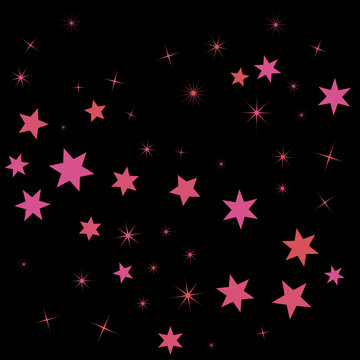 Floating Pink Stars Scattered Across Transparent Night Sky Background Design