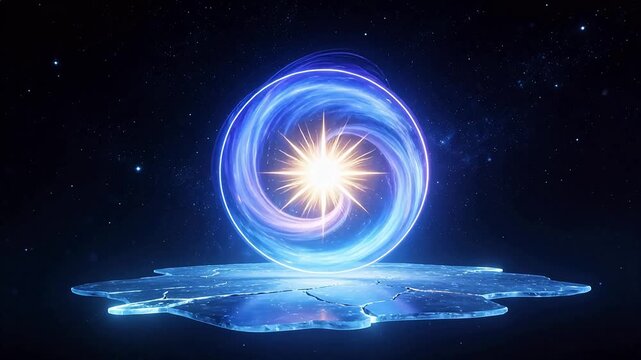 Cosmic portal with star and ice
