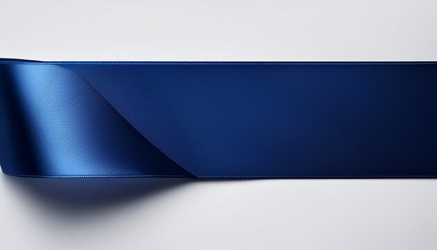 Solid Dark Blue Ribbon Banner With A Slight Parallelogram Shape On A Clean White Background