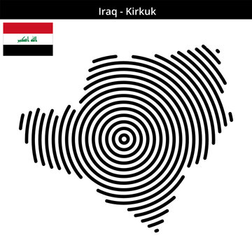 Map of Iraq region Kirkuk in larger concentric lines