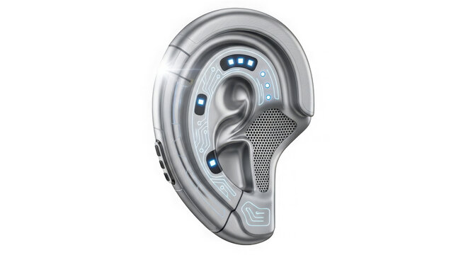 A detailed medical illustration of a human ear showing internal anatomy and structure isolated on transparent background