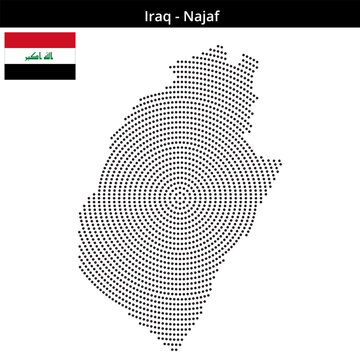 Map of Iraq region Najaf in concentric small dots