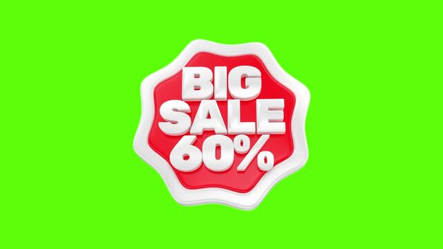 3D big sale 60 percent badge