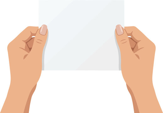 Hands holding a blank white paper sheet