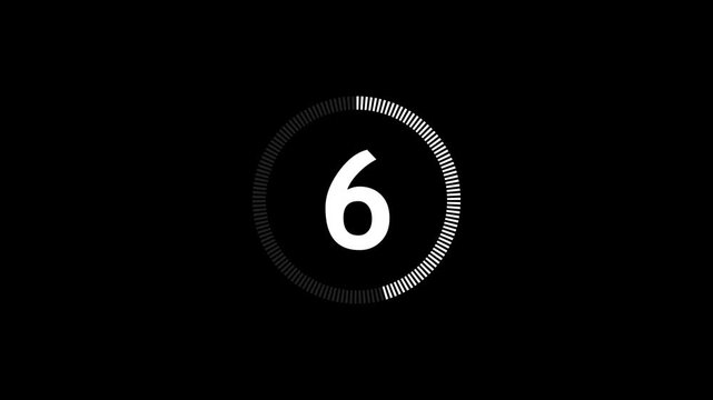 Circle countdown 11 seconds animation 4k with white text.