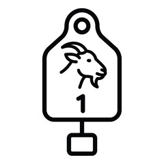 Obraz premium Ear tag with goat head and number one identifier symbol icon