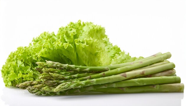Asparagus Lettuce On White Background