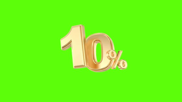 Golden 10 percent discount symbol