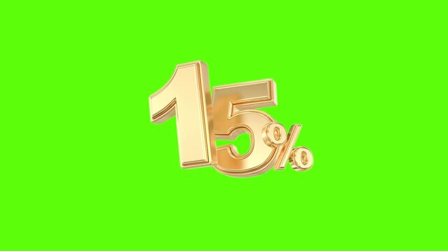 3D gold 15 percent sign
