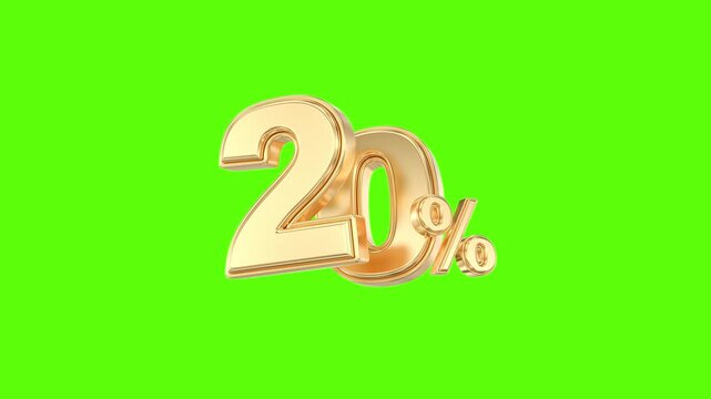 3D gold 20 percent discount sign