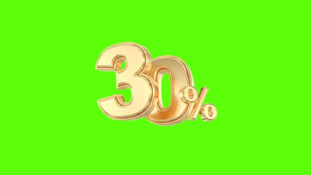 3D gold 30 percent symbol