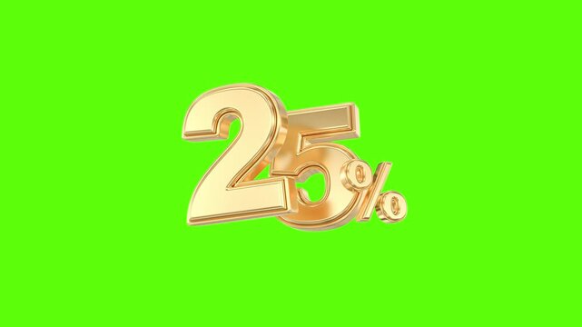 Golden 3D 25 percent sign