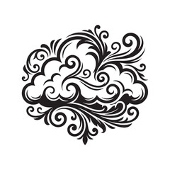 Fototapeta premium Victorian Ornamental Cloud Design with Filigree Flourish and Scrollwork Element Isolated on White