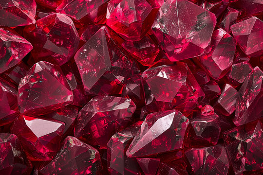Red ruby gemstones texture background