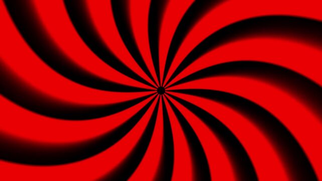 Red and black spiral sunburst graphic