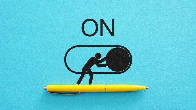 Turning Ideas into Action with ON Switch Concept, Motivation, Initiative, Productivity, Goal Achievement, Business Activation, Personal Growth and Positive Mindset