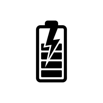 Modern minimalist battery charging icon representing power replenishment and energy status indicator
