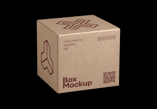 Square Cardboard Box Mockup