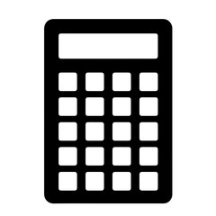 Naklejka premium Monochrome flat design calculator featuring a grid of buttons and a digital display for precise numerical calculations.