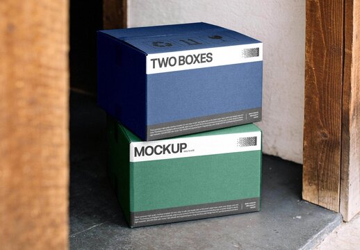 Two Stacked Boxes Mockup
