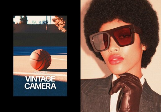 Vertical Vintage Camera Photo Effect For Poster And Print Design