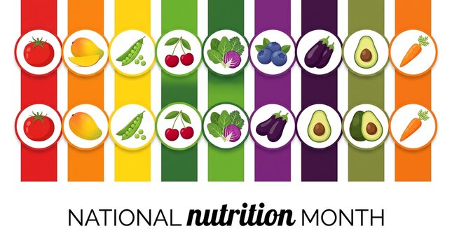 National Nutrition Month colorful food icons