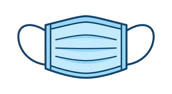 Blue surgical medical face mask icon representing virus protection infection control and health hygiene