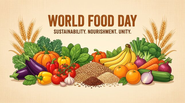 World Food Day, fresh produce and grains for sustainability