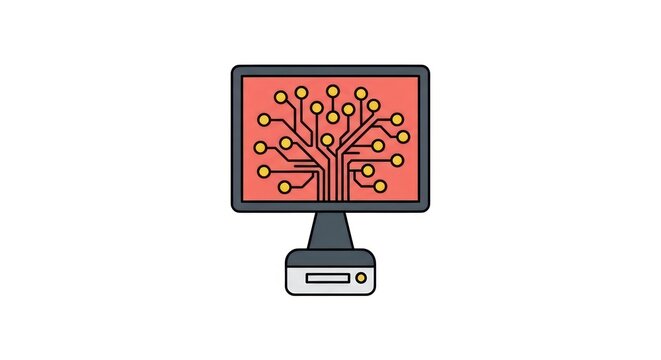 Network connection tree on computer screen.