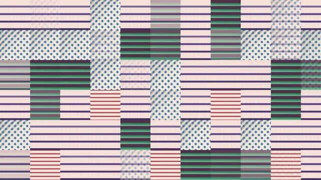 Seamless abstract pattern loop in maroon, green, purple - modern animated 4K motion background for video editing, social media and presentation