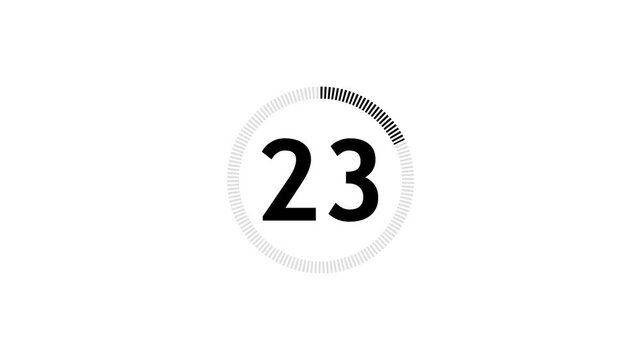Animated countdown from 28 seconds on a transparent background Animated circle shaped stylish smooth tailed line indicator.