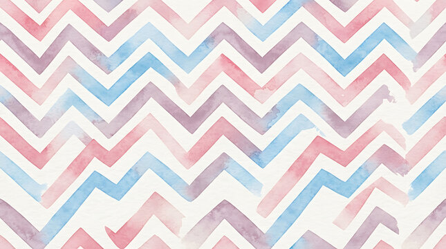 Seamless pattern with hand painted watercolor chevron zigzag lines in soft pastel pink blue and purple colors for creative backgrounds wallpaper wrapping paper design textures and fabric art prints