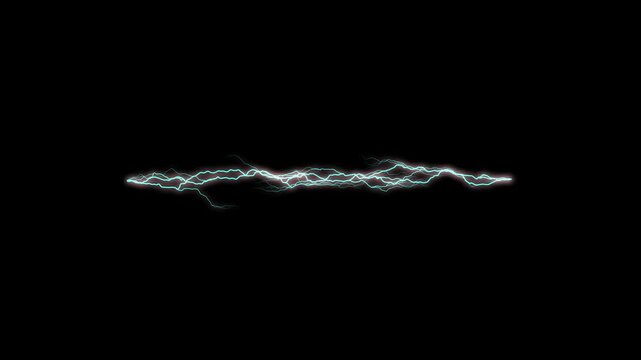 Lightning bolt strikes across dark night sky, Blue lightning strikes progressing across a black background stock footage clip video