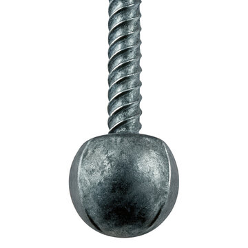 Heavy rusty metal wrecking ball hanging from thick chain isolated on white background p n g a i generated