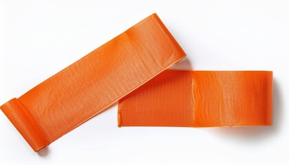 Obraz premium Two Pieces Of Orange Matte Cloth Gaffer Tape Isolated On White Background