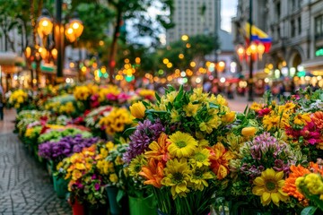 Naklejka premium Medelln flower, colorful Latin celebration with warm community atmosphere