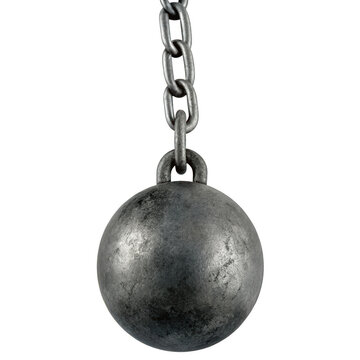 Wrecking ball demolition weight hanging from heavy duty chain isolated on white background p n g a i generated