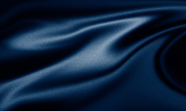 Dark navy blue silk satin fabric background elegant soft draped wave