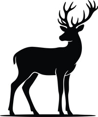 Fototapeta premium Black Deer Silhouettes Collection – Standing & Running Wildlife Vector Set