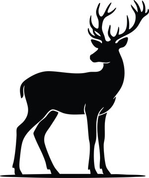 Black Deer Silhouettes Collection &ndash; Standing & Running Wildlife Vector Set